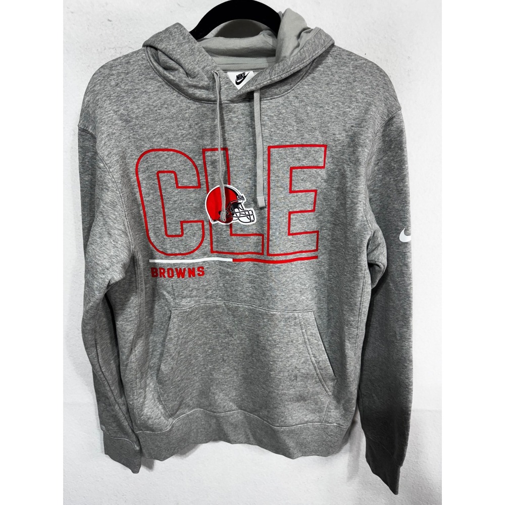 Nike Men's S Gray Hoodie Sweatshirt Cleveland Browns CLE Football NFL Pullover